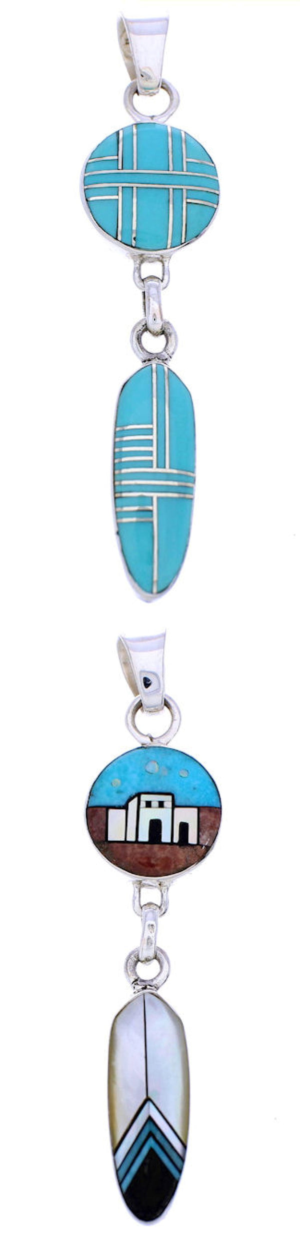 Multicolor Native American or Pueblo Design Reversible Pendant MW75009