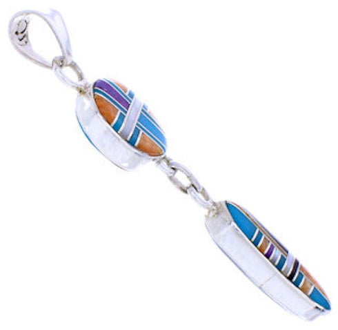 Native American Mesa Design Multicolor Reversible Pendant MW75013
