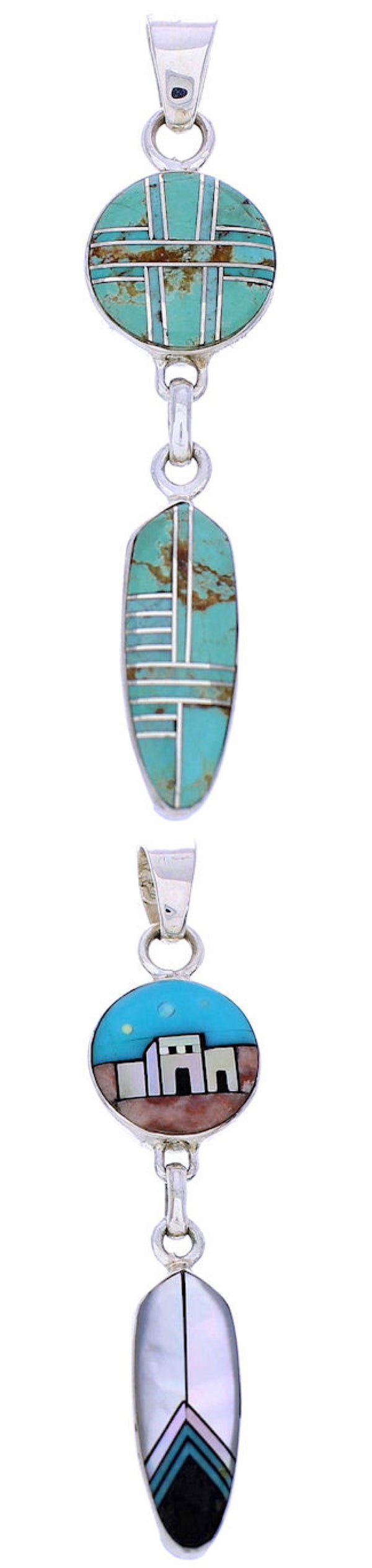 Native American or Pueblo Design Multicolor Reversible Pendant MW75029