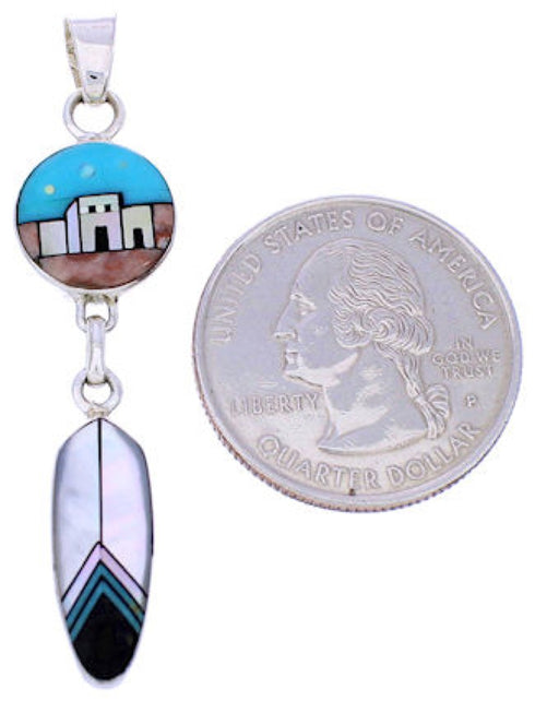 Native American or Pueblo Design Multicolor Reversible Pendant MW75029