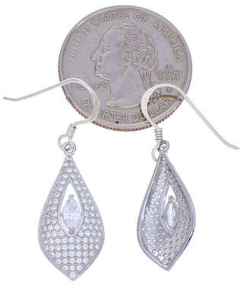 Sterling Silver And Cubic Zirconia Hook Dangle Earrings RS75416