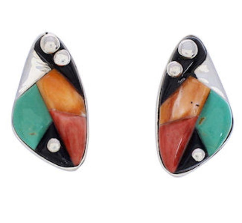 Whiterock Sterling Silver Multicolor Inlay Post Earrings RS75469