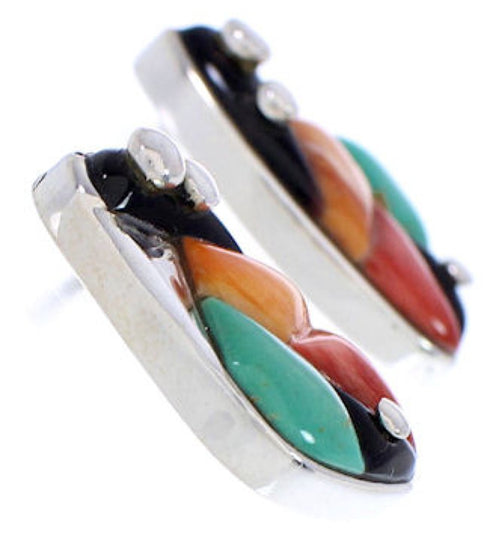 Whiterock Sterling Silver Multicolor Inlay Post Earrings RS75469