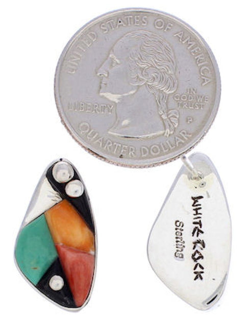 Whiterock Sterling Silver Multicolor Inlay Post Earrings RS75469