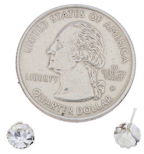 Crystal Genuine Sterling Silver April Birthstone Post Earrings Jewelry NX88592