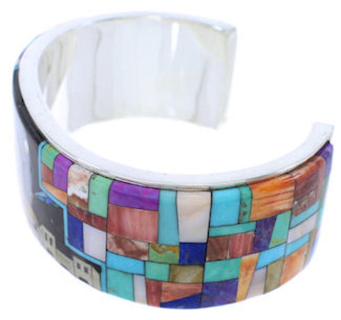 Multicolor Silver Native American Design Cuff Bracelet MX28029