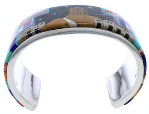 Multicolor Silver Native American Design Cuff Bracelet MX28029