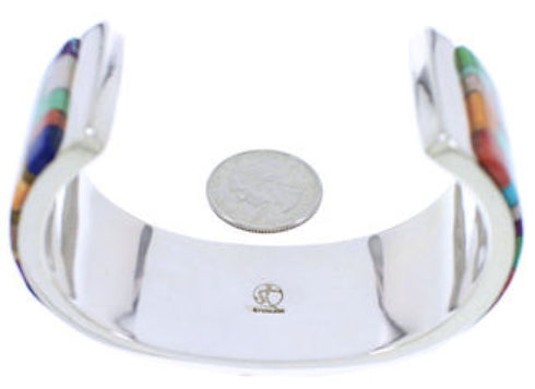 Multicolor Silver Native American Design Cuff Bracelet MX28034