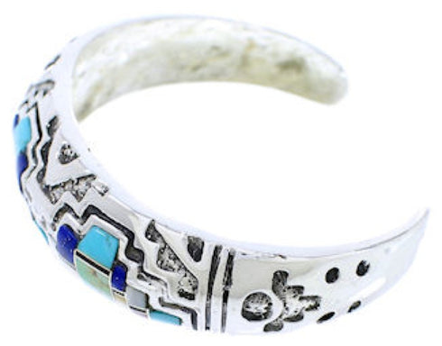 Multicolor Inlay Sterling Silver Southwestern Cuff Bracelet MX27177