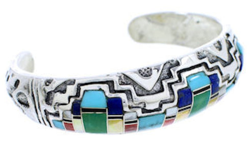 Multicolor Inlay Silver Jewelry Southwestern Cuff Bracelet MX27181