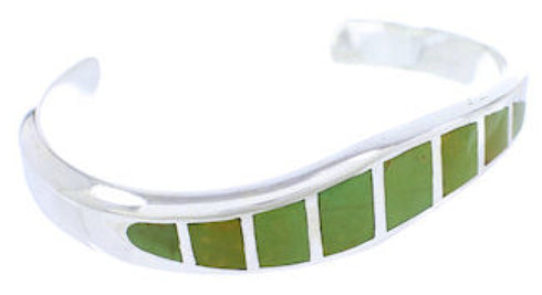 Turquoise Inlay Southwest Sterling Silver Cuff Bracelet MX27192