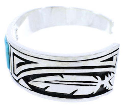 Southwest Turquoise Feather Sterling Silver Cuff Bracelet MX27310