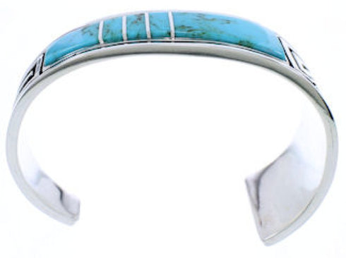 Southwest Turquoise Feather Sterling Silver Cuff Bracelet MX27310