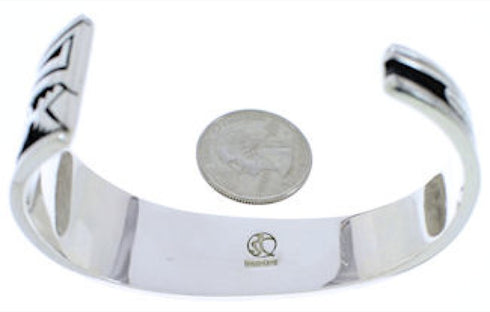 Southwest Turquoise Feather Sterling Silver Cuff Bracelet MX27310