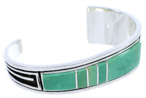 Turquoise Southwestern Feather Jewelry Silver Cuff Bracelet MX27313