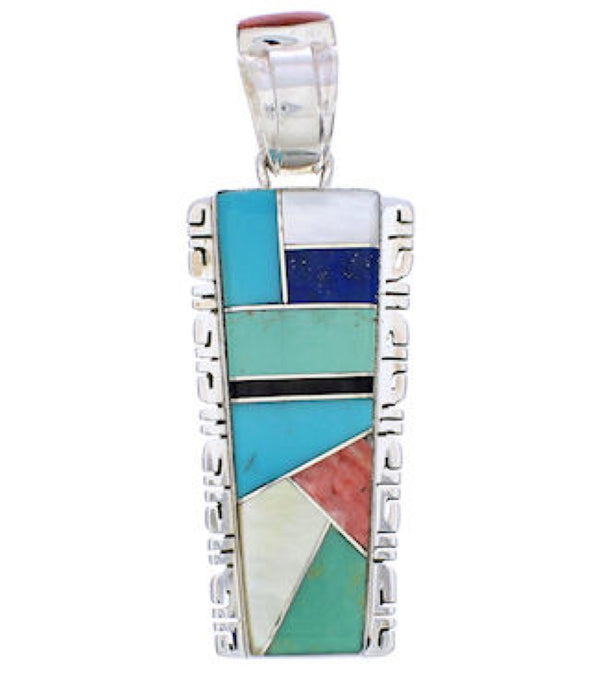 Genuine Sterling Silver Multicolor Inlay Pendant FX30917