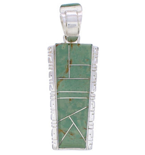 Sterling Silver Jewelry Turquoise Inlay Pendant FX30923