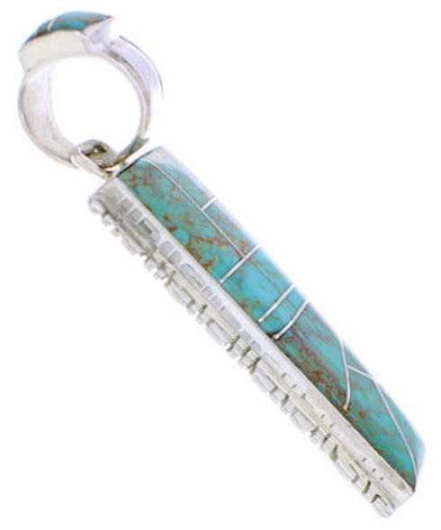 Turquoise Inlay Sterling Silver Southwest Pendant FX30926