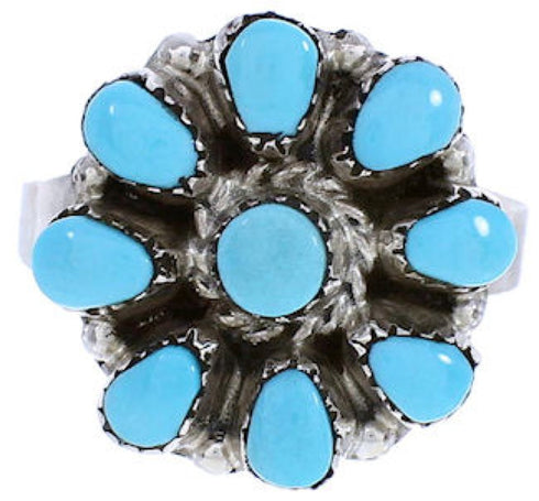 American Indian Jewelry Turquoise And Silver Ring Size 6-1/4 BW76402