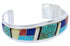 Multicolor Inlay And Genuine Sterling Silver Cuff Bracelet EX27761
