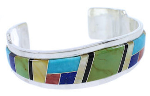 Southwest Multicolor Sterling Silver Cuff Bracelet Jewelry EX27766