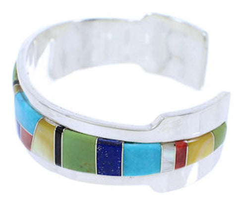 Southwest Multicolor Sterling Silver Cuff Bracelet Jewelry EX27766