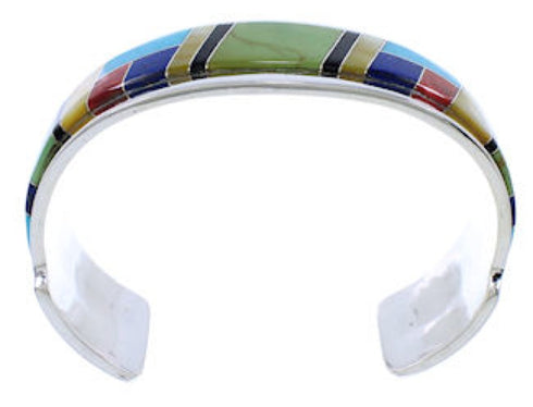 Southwest Multicolor Sterling Silver Cuff Bracelet Jewelry EX27766
