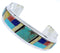 Multicolor Inlay Southwest Sterling Silver Cuff Bracelet EX27768