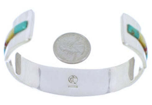 Multicolor Inlay Southwest Sterling Silver Cuff Bracelet EX27768