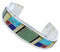Southwest Sterling Silver Multicolor Jewelry Cuff Bracelet EX27771