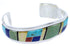 Southwest Sterling Silver Multicolor Jewelry Cuff Bracelet EX27771