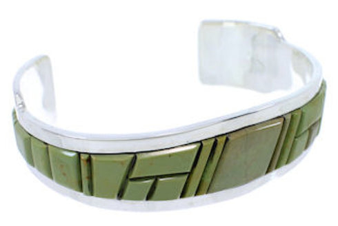 Sterling Silver Southwestern Turquoise Inlay Cuff Bracelet EX27773