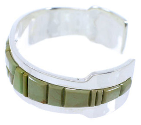 Turquoise Inlay And Sterling Silver Southwest Cuff Bracelet EX27778