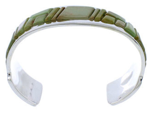 Turquoise Inlay And Sterling Silver Southwest Cuff Bracelet EX27778