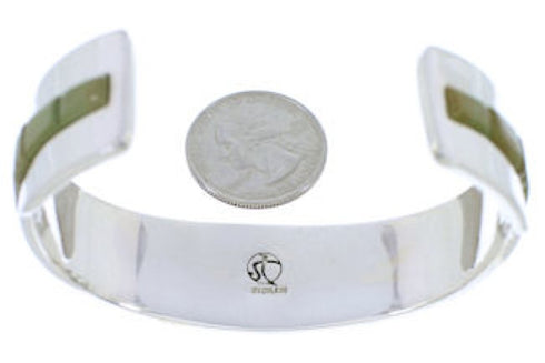 Turquoise Inlay And Sterling Silver Southwest Cuff Bracelet EX27778