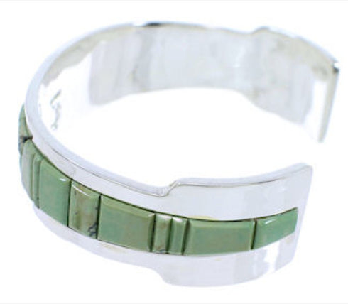 Sterling Silver Turquoise Inlay Southwest Cuff Bracelet EX27780
