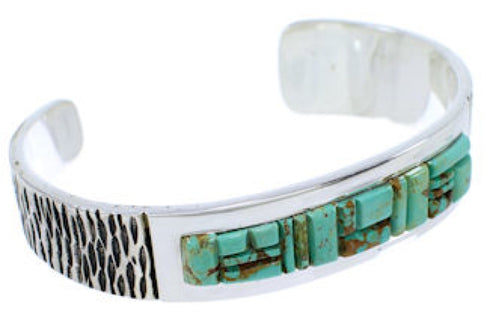 Sterling Silver Turquoise Inlay Southwest Cuff Bracelet EX27794