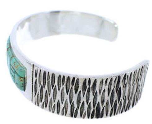 Southwestern Turquoise Inlay Sterling Silver Cuff Bracelet EX27798