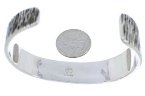 Genuine Sterling Silver Jewelry Turquoise Inlay Cuff Bracelet EX27807