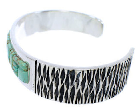 Southwestern Turquoise Inlay Silver Cuff Bracelet Jewelry EX27810