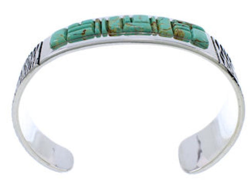 Southwestern Turquoise Inlay Silver Cuff Bracelet Jewelry EX27810
