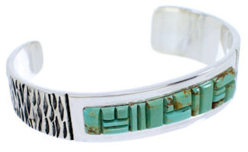Turquoise Inlay Southwestern Silver Cuff Bracelet EX27811