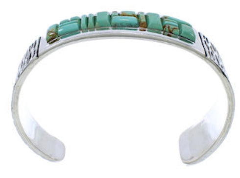 Turquoise Inlay Southwestern Silver Cuff Bracelet EX27811
