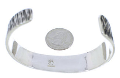 Turquoise Inlay Southwestern Silver Cuff Bracelet EX27811