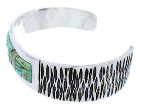 Genuine Sterling Silver Turquoise Inlay Jewelry Cuff Bracelet EX27815
