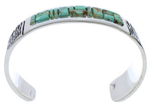 Genuine Sterling Silver Turquoise Inlay Jewelry Cuff Bracelet EX27815