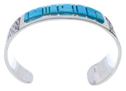 Turquoise Inlay Jewelry Genuine Sterling Silver Cuff Bracelet EX27818