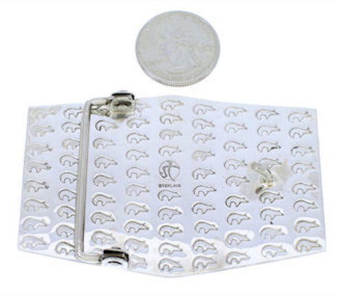 Hand And Bear Turquoise Silver Belt Buckle PX29078