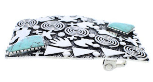 Genuine Sterling Silver And Turquoise Bear Hand Belt Buckle PX29080