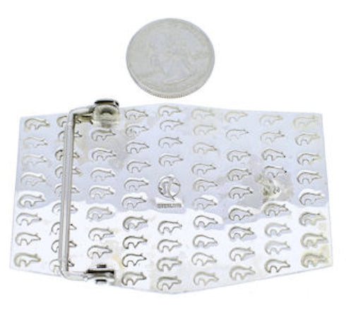 Genuine Sterling Silver And Turquoise Bear Hand Belt Buckle PX29080